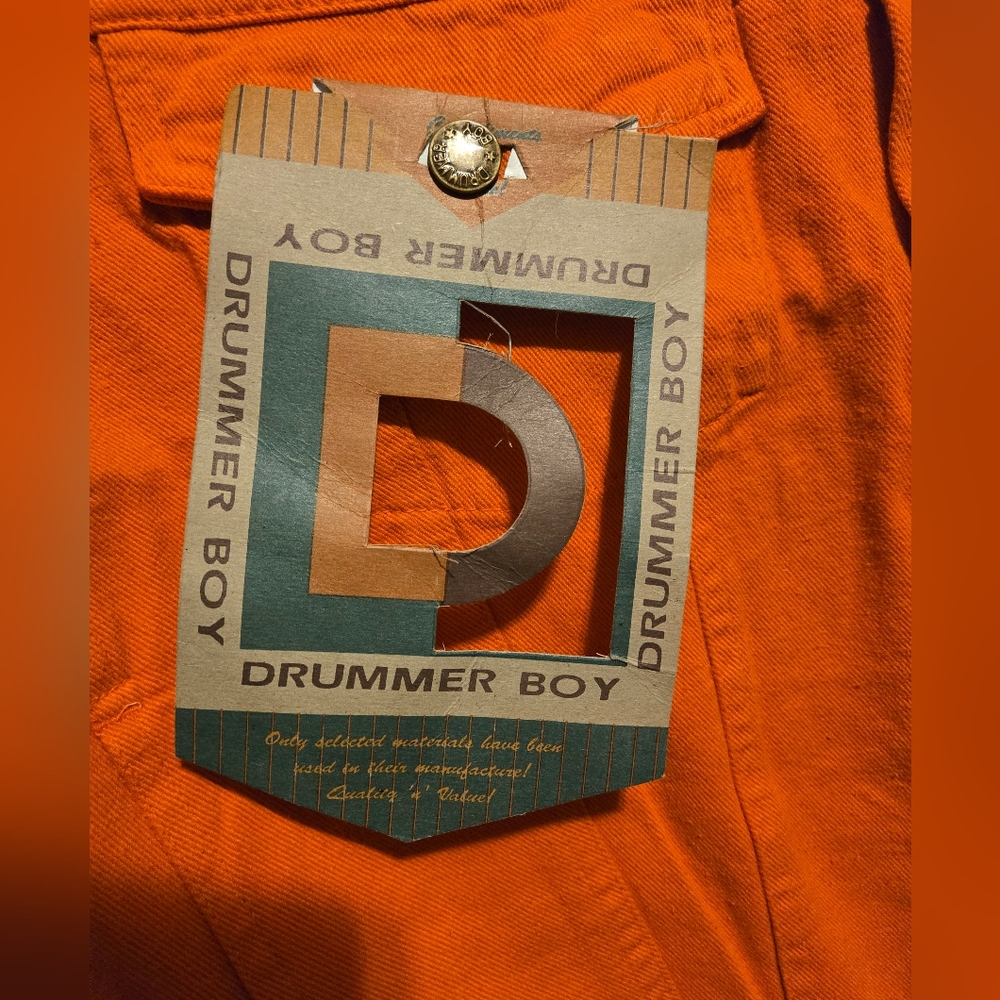 NWT Vintage 90s Deadstock Drummer Boy denim Jeans Jacket Vest Color Orange Sz M - Picture 8 of 8